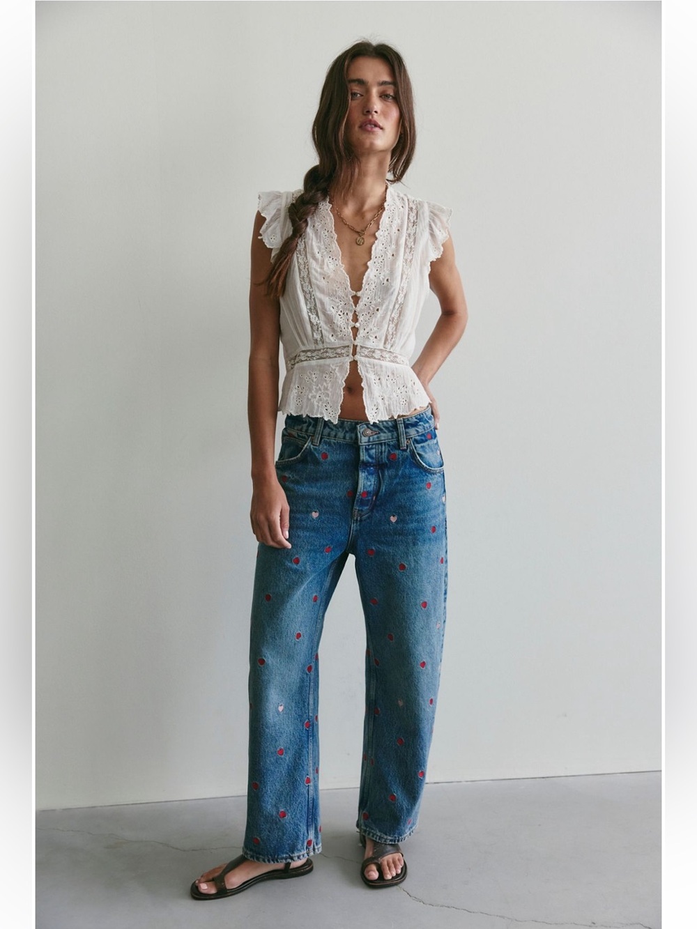 We the free deep trance embroidered dropped boyfriend jean be mine sz 31